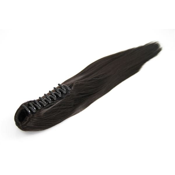 Ponytail ponytail with hair clip, straight - dark brown #2 - | Fashiongirl