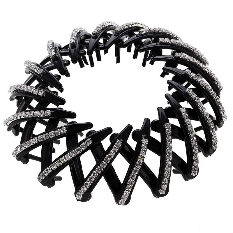 Ponytail Spiral with rhinestones/ Bird Nest Hair Clip - Silver - | Fashiongirl
