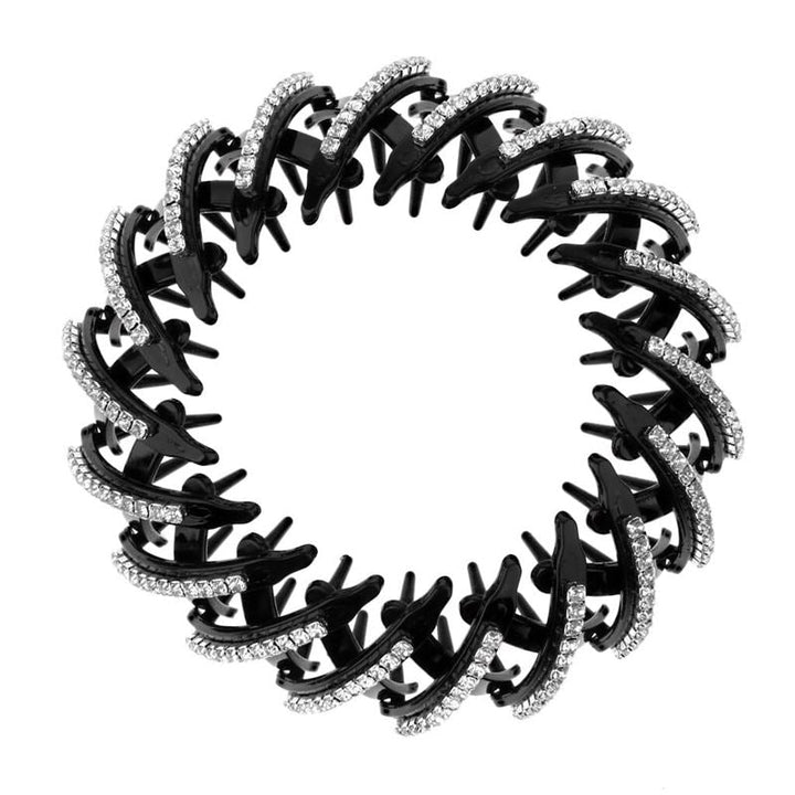 Ponytail Spiral with rhinestones/ Bird Nest Hair Clip - Silver - | Fashiongirl