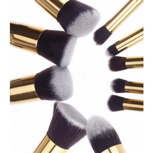 PRO Makeup Brushes Black / Gold - 10 pcs - | Fashiongirl