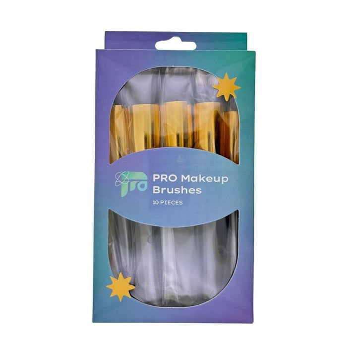 PRO Makeup Brushes Black / Gold - 10 pcs - | Fashiongirl