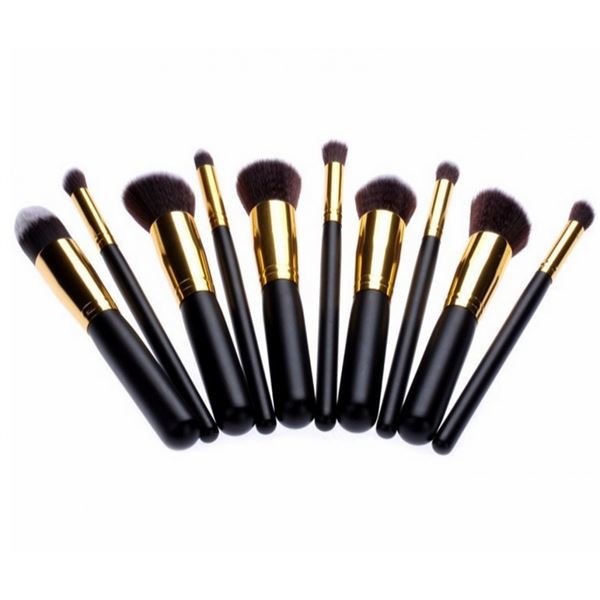 PRO Makeup Brushes Black / Gold - 10 pcs - | Fashiongirl
