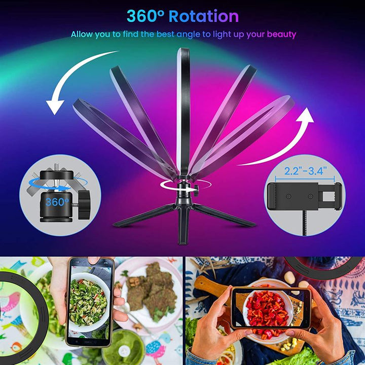 Ring Light med RGB lys + Trådløs fjernbetjening - | Fashiongirl