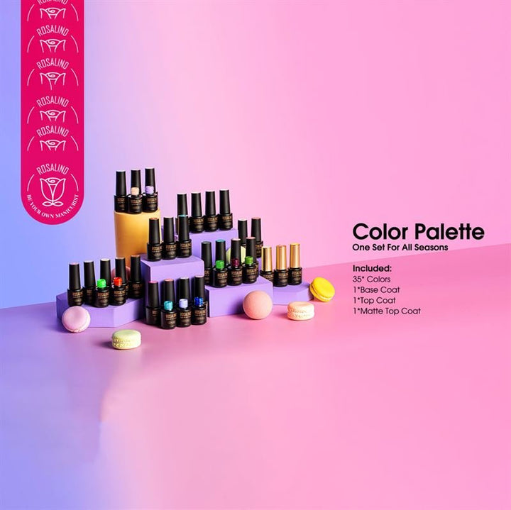 ROSALIND 38 - Piece Gel Nail Polish Set with 35 Colours + Base Coat &amp; Top Coats (38 x 5 ml) - | Fashiongirl