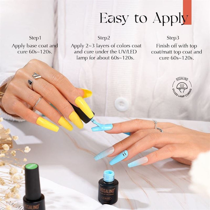 ROSALIND 38 - Piece Gel Nail Polish Set with 35 Colours + Base Coat &amp; Top Coats (38 x 5 ml) - | Fashiongirl