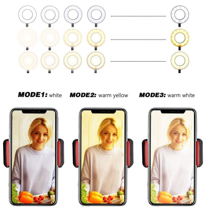 Selfie Ring Light with LED light with brightness control + flexible arms | Perfect for streaming / vlog / youtube / makeup