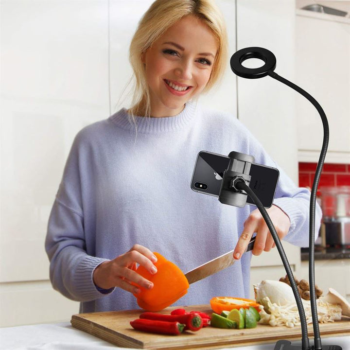 Selfie Ring Light with LED light with brightness control + flexible arms | Perfect for streaming / vlog / youtube / makeup