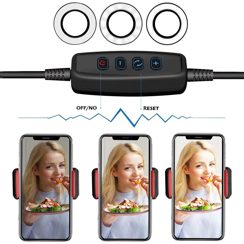 Selfie Ring Light with LED light with brightness control + flexible arms | Perfect for streaming / vlog / youtube / makeup