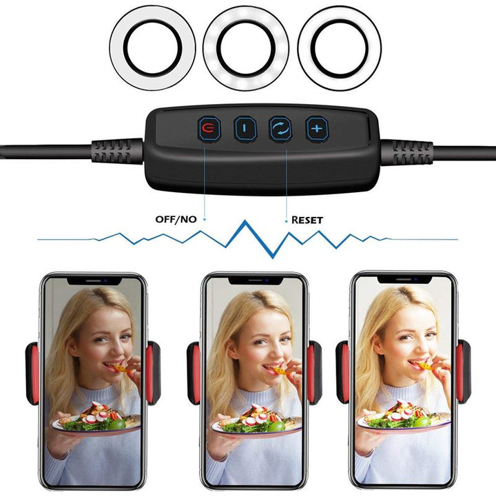 Selfie Ring Light with LED light with brightness control + flexible arms | Perfect for streaming / vlog / youtube / makeup
