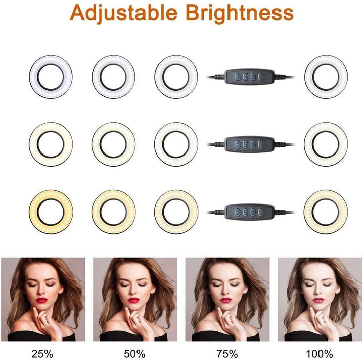 Selfie Ring Light with LED light with brightness control + flexible arms | Perfect for streaming / vlog / youtube / makeup