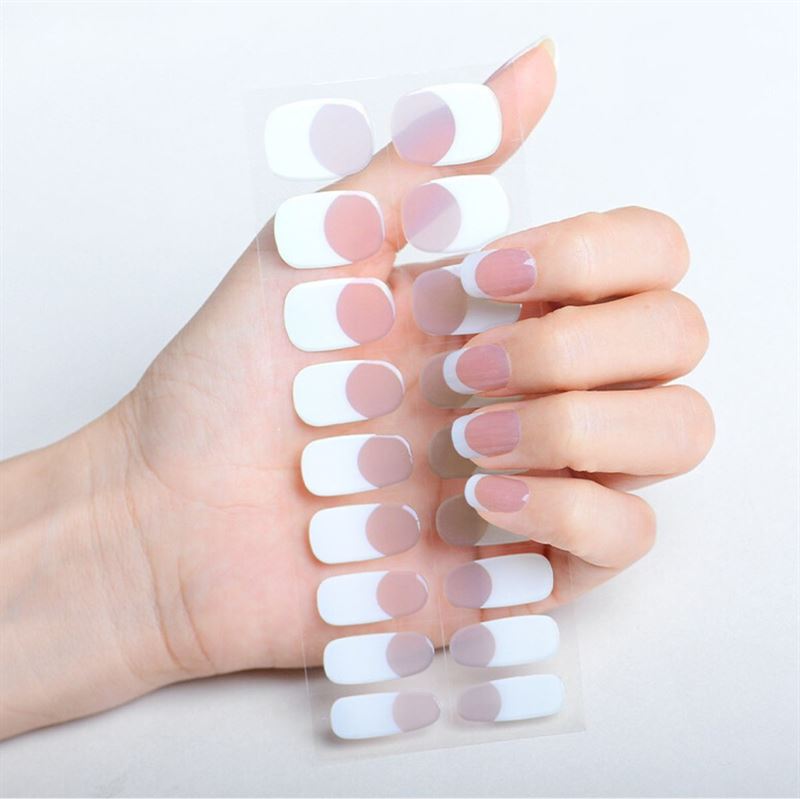 Semi Cured Gel Nail Stickers / Self - adhesive nail polish - Classic French (JK - 331) - | Fashiongirl