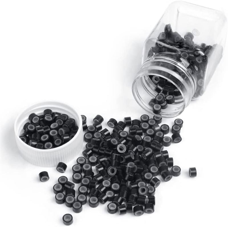 Silicone micro rings for extensions - Black 500 pcs. - | Fashiongirl