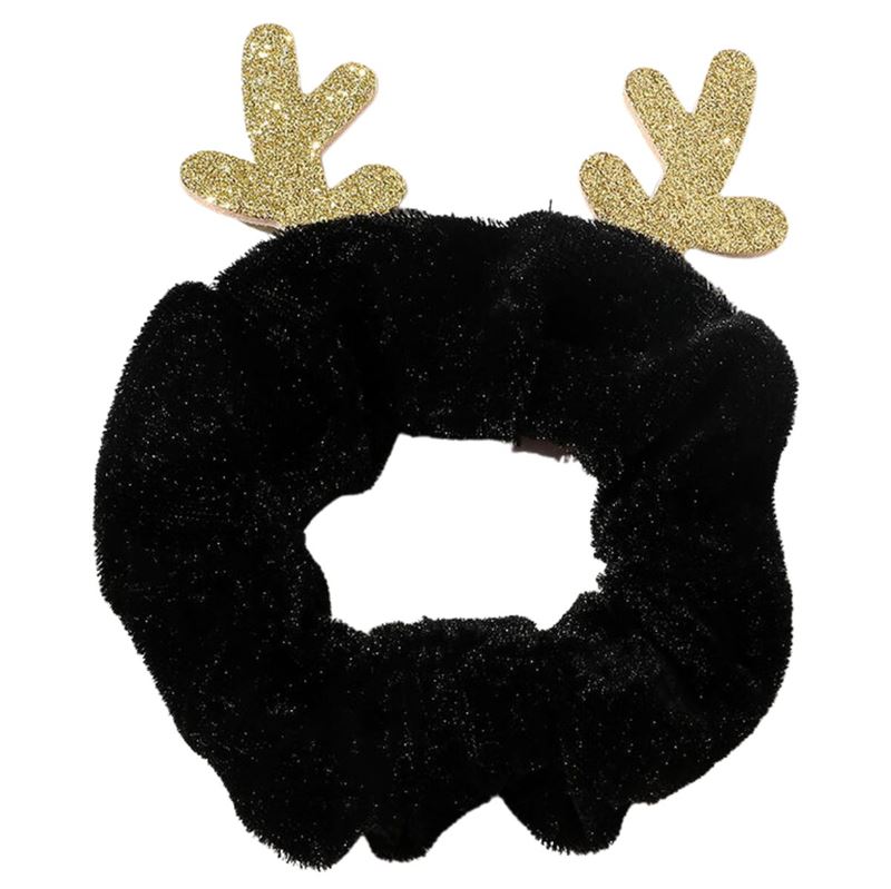 SOHO Christmas Deer - Christmas Scrunchie - Black - Hair Accessories