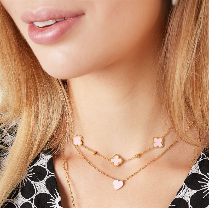 SOHO Clover Necklace - Gold/Green - | Fashiongirl