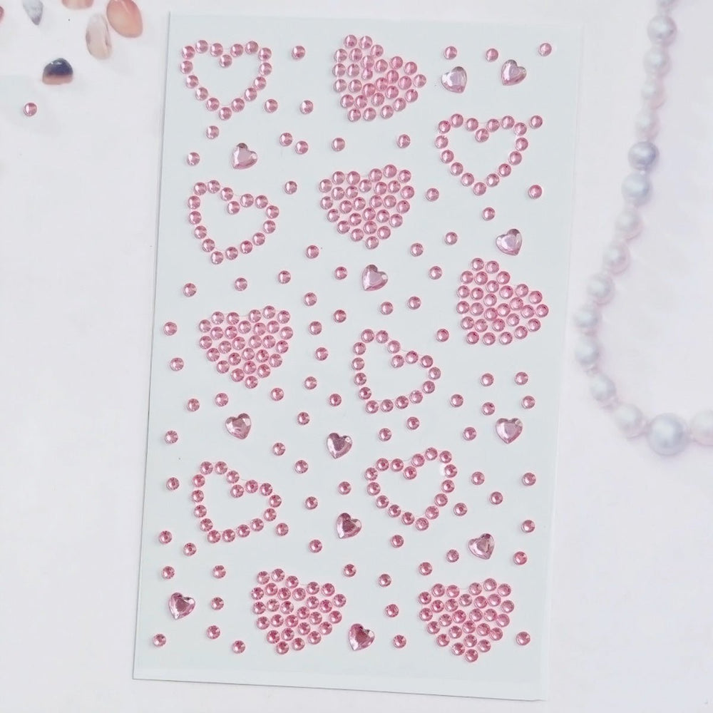 SOHO Hearts Self Adhesive Facial Rhinestones for face, makeup, nails, body, crafts - Pink - | Fashiongirl