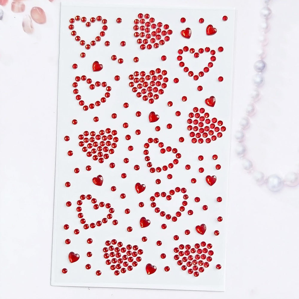 SOHO Hearts Self Adhesive Facial Rhinestones for face, makeup, nails, body, crafts - Red - | Fashiongirl