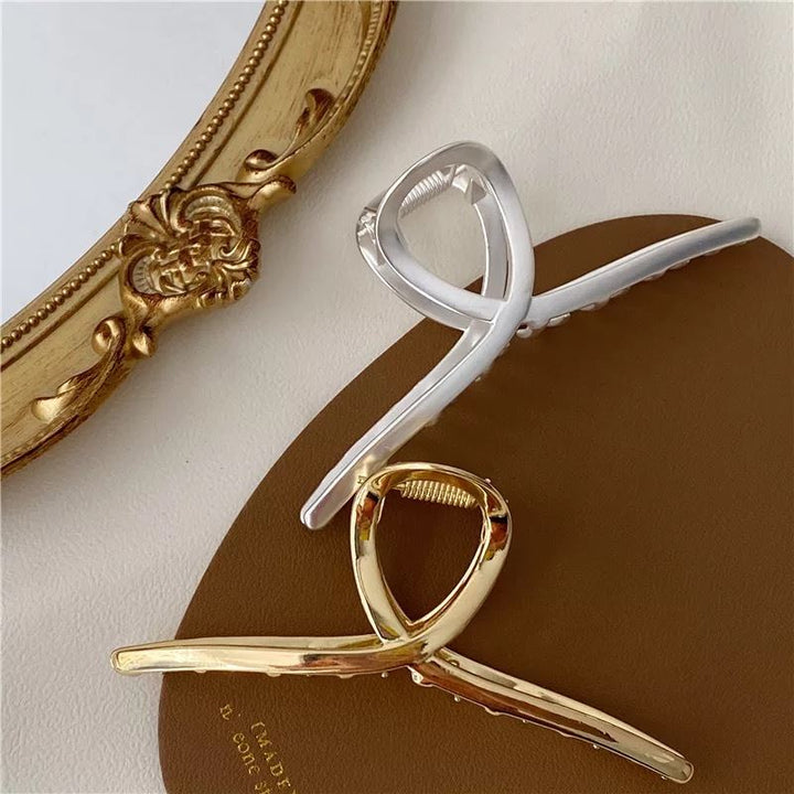SOHO Iva Metal Hair Claw - Silver - Hair Accessories