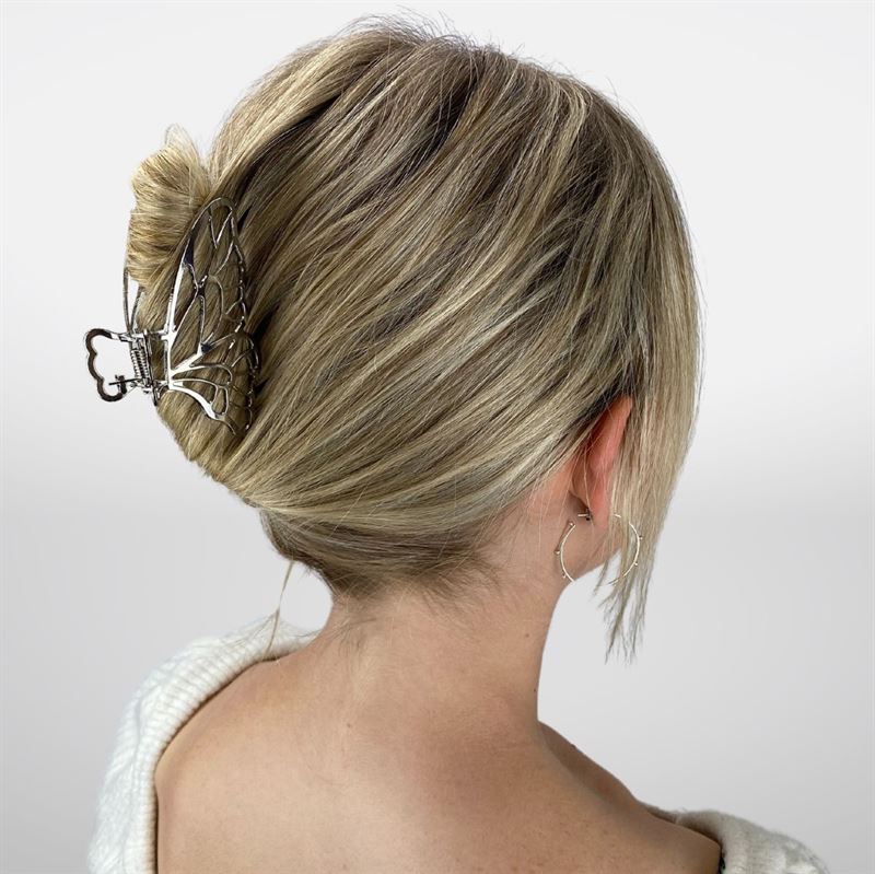 SOHO Metal Butterfly Hair Claw - Silver - Hair Accessories