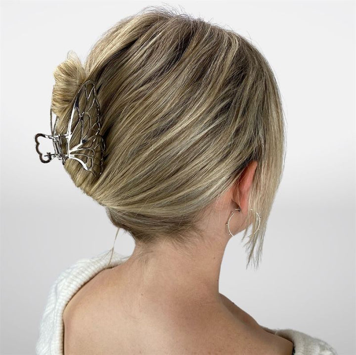 SOHO Metal Butterfly Hair Claw - Silver - Hair Accessories