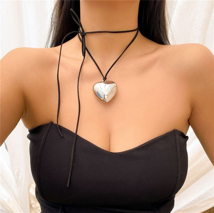SOHO Reva Heart Choker Necklace - Silver - | Fashiongirl