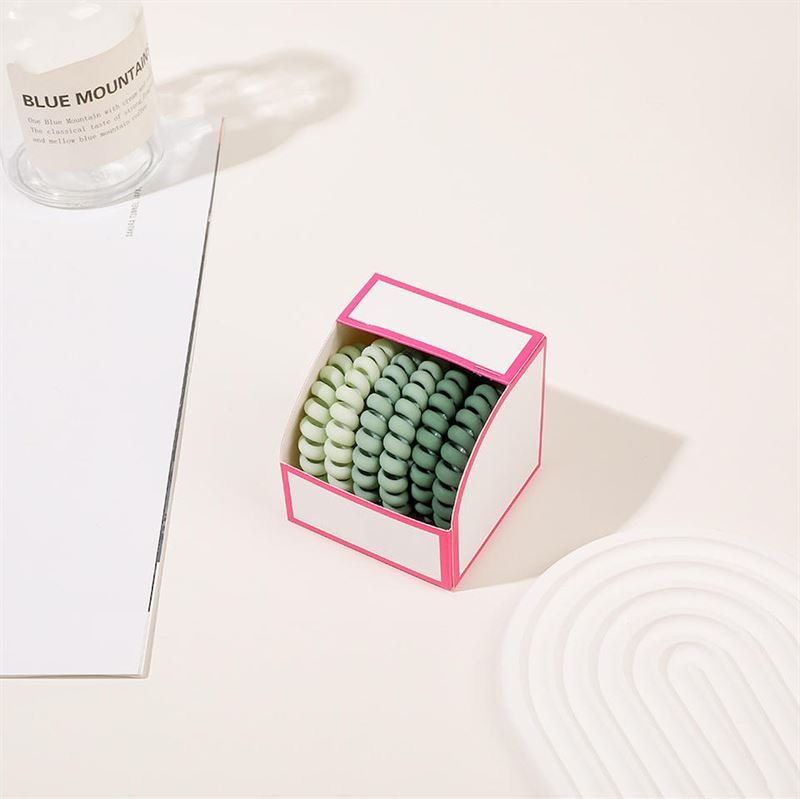 SOHO Thia Spiral Hair elastics, 6 pcs - Green - Hair Accessories | Fashiongirl