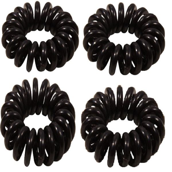 Spiral rubber bands - Black 4 pcs - | Fashiongirl