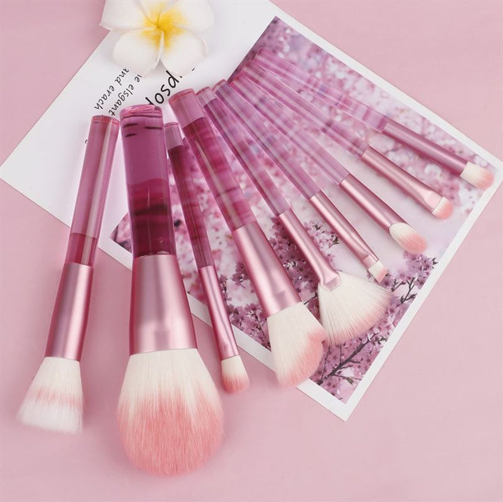 Technique PRO Translucent Perfection Makeup Brush Set - 9 Makeup Brushes with Bag (PINK) - 