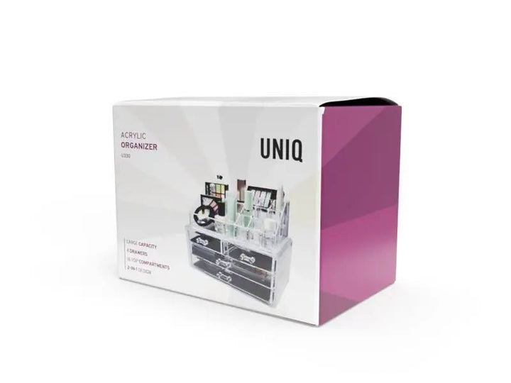 UNIQ Acrylic Jewelry and Makeup Organizer with 4 Drawers, Clear - SF 1155 - Organiser