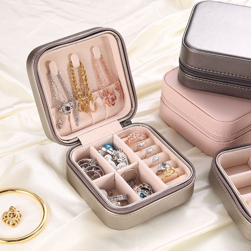 UNIQ Artificial leather jewellery box for earrings - Square - Grey - Jewelry Box