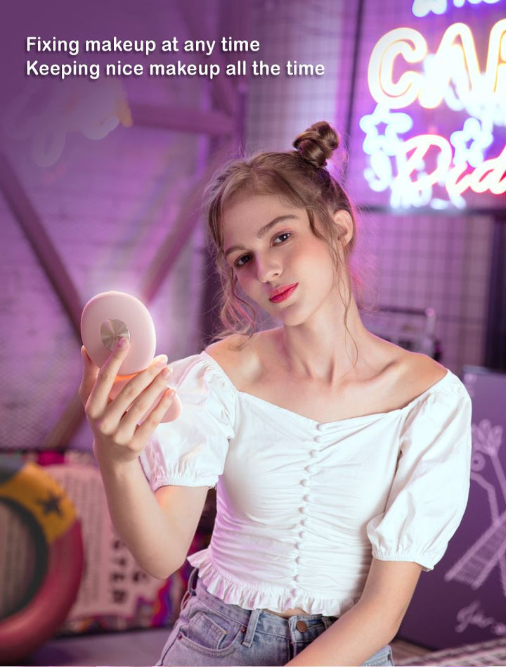 UNIQ Compact Double - sided Travel Mirror with LED (5x magnification) - Rose - | Fashiongirl