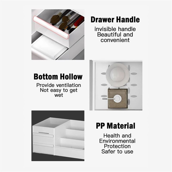 UNIQ Cosmetic Organiser with Two Drawers, White - P110 - Organiser
