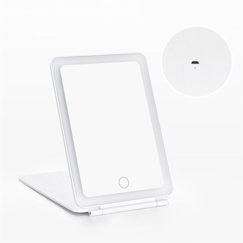 UNIQ Foldable Rechargeable LED Mirror - Vanity Travel Mirror - White - | Fashiongirl