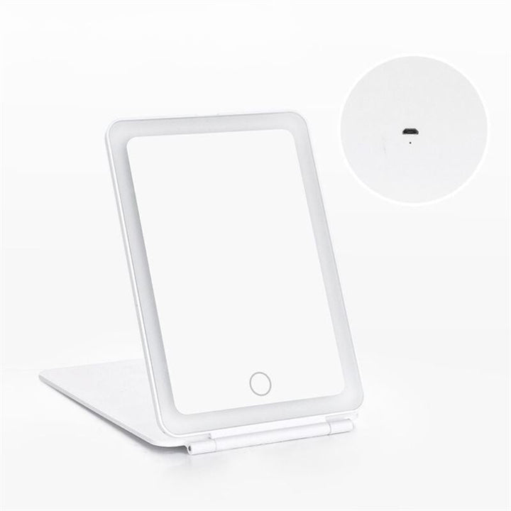 UNIQ Foldable Rechargeable LED Mirror - Vanity Travel Mirror - White - | Fashiongirl