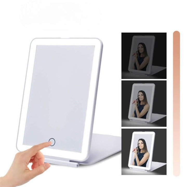 UNIQ Foldable Rechargeable LED Mirror - Vanity Travel Mirror - White - | Fashiongirl