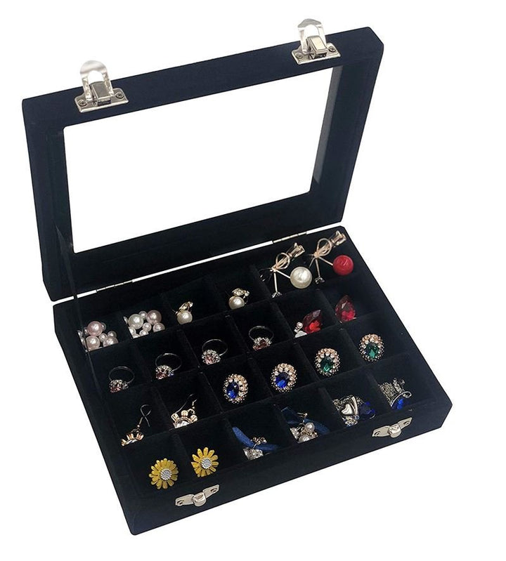 UNIQ Jewellery Box in Black Velour - Jewelry Box