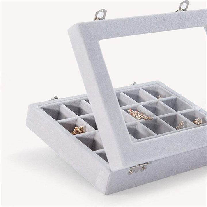 UNIQ Jewellery Box in Grey Velour - Jewelry Box