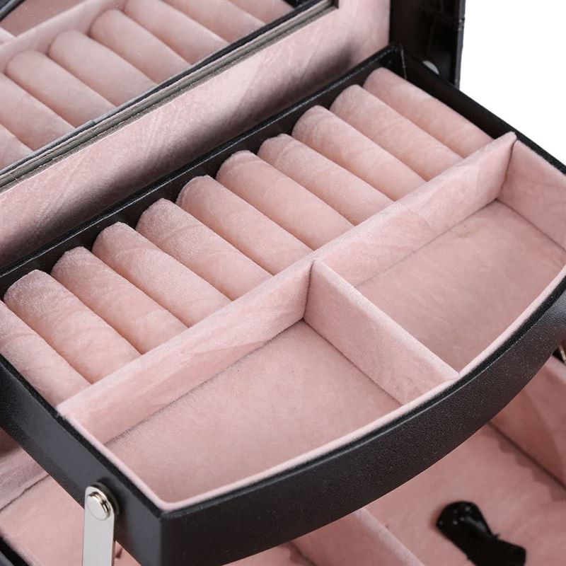 UNIQ jewellery box with 3 levels and mirror - Burgundy - Jewelry Box