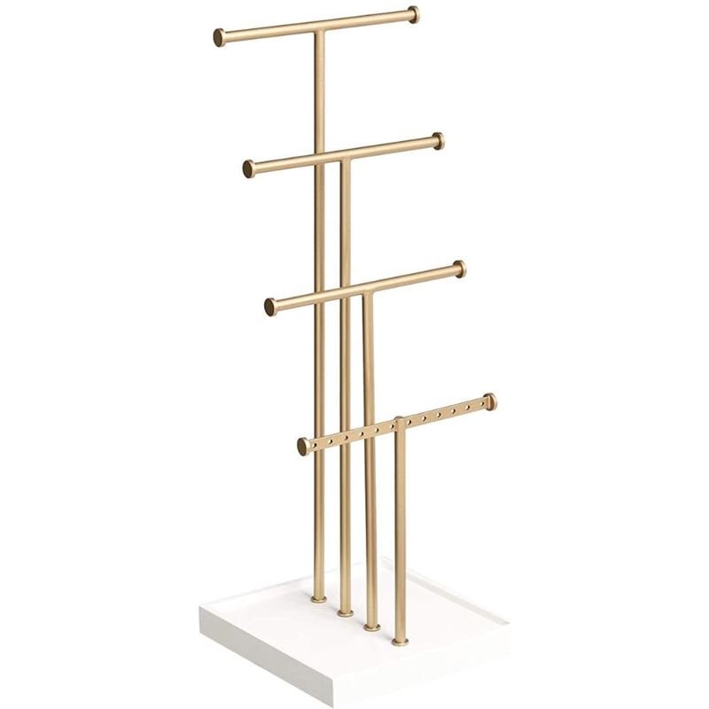 UNIQ Jewellery stand with four levels - White/brass - | Fashiongirl