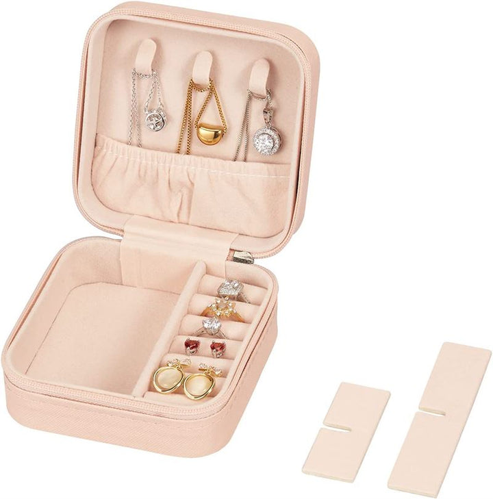 UNIQ Leatherette jewellery box for earrings - Pink Square - pink - Jewelry Box