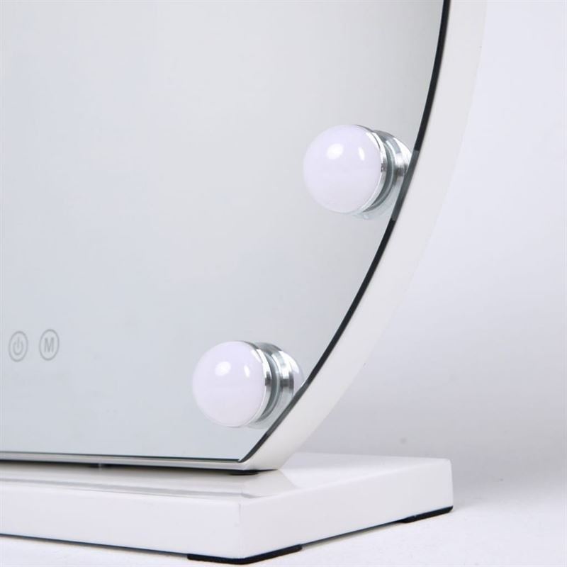 UNIQ London Round Make - up Mirror with 12 LED bulbs and touch function - White - | Fashiongirl