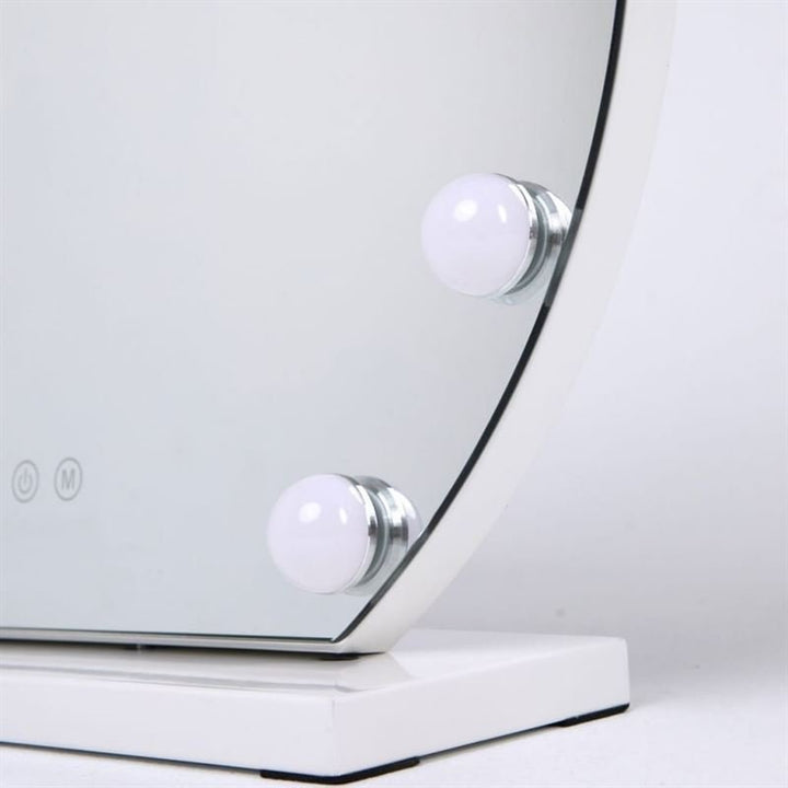 UNIQ London Round Make - up Mirror with 12 LED bulbs and touch function - White - | Fashiongirl