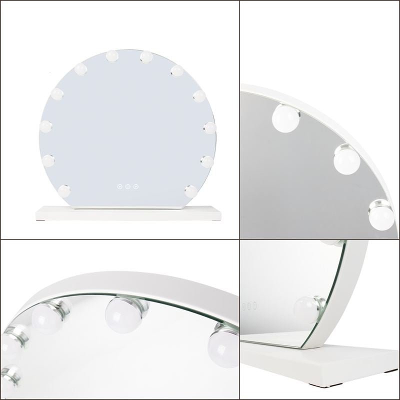 UNIQ London Round Make - up Mirror with 12 LED bulbs and touch function - White - | Fashiongirl