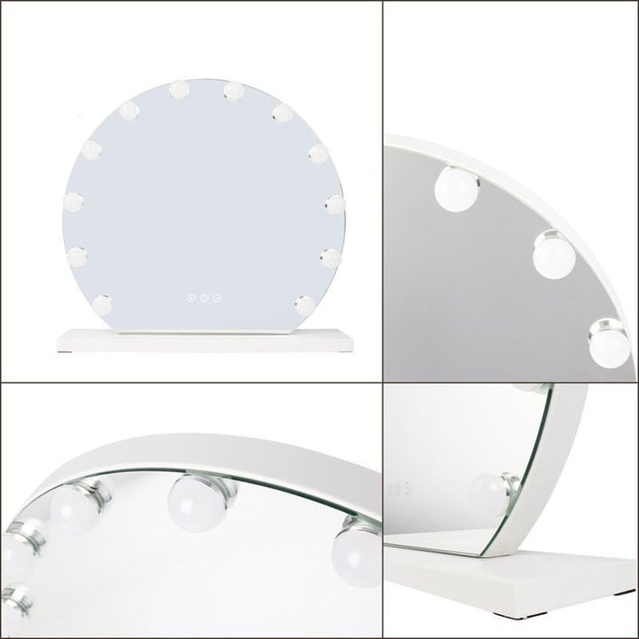 UNIQ London Round Make - up Mirror with 12 LED bulbs and touch function - White - | Fashiongirl