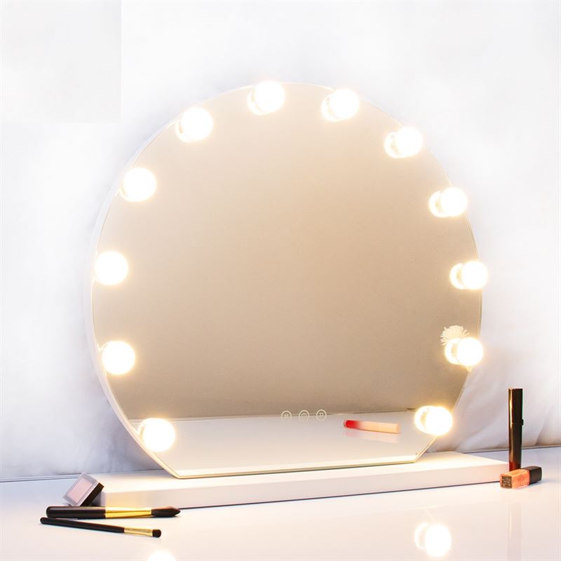 UNIQ London Round Make - up Mirror with 12 LED bulbs and touch function - White - | Fashiongirl