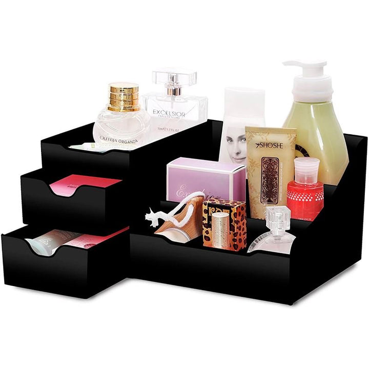 UNIQ Organiser for makeup &amp; skincare products - 9 compartments - Black - Organiser