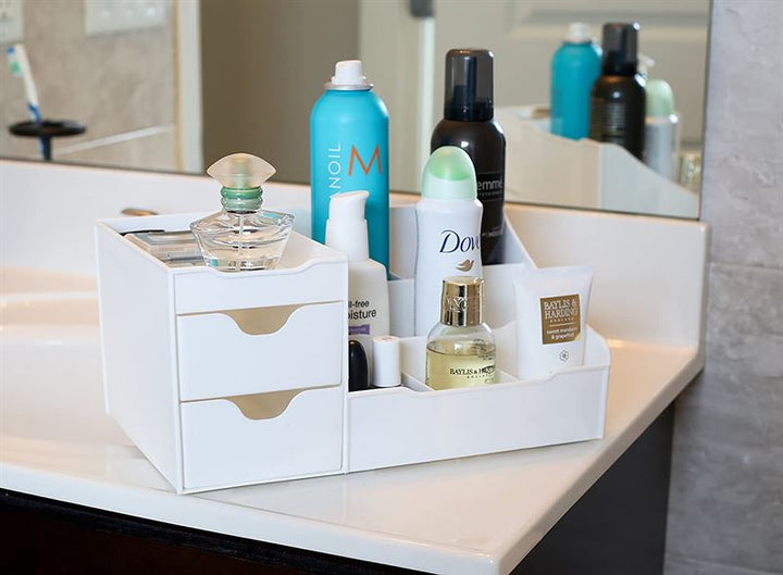 UNIQ Organiser for makeup &amp; skincare products with 9 compartments - White - Organiser