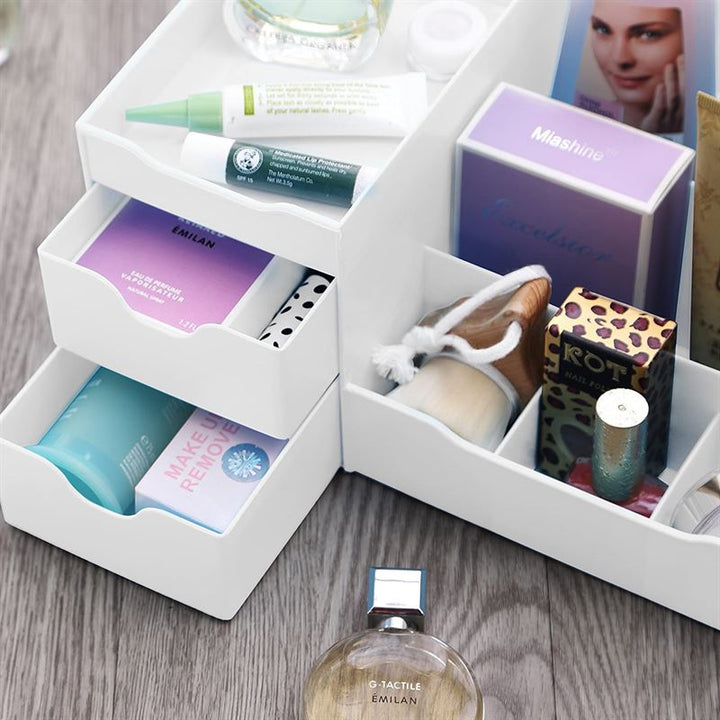 UNIQ Organiser for makeup &amp; skincare products with 9 compartments - White - Organiser