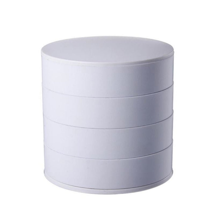 UNIQ Rotatable round jewellery box / organiser with 4 compartments - White - Jewelry Box