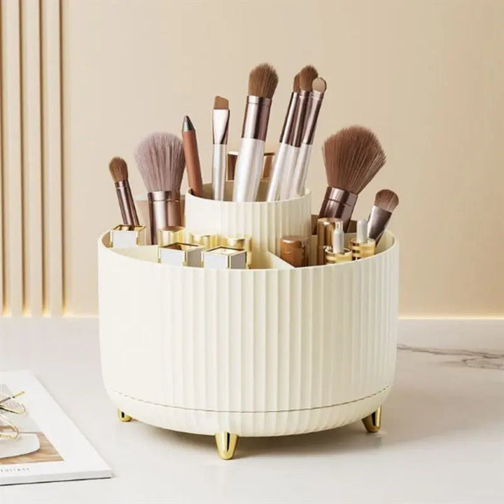 UNIQ Rotating Makeup Organiser - Cream White - Organiser
