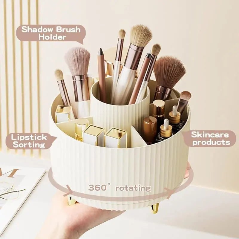 UNIQ Rotating Makeup Organiser - Cream White - Organiser